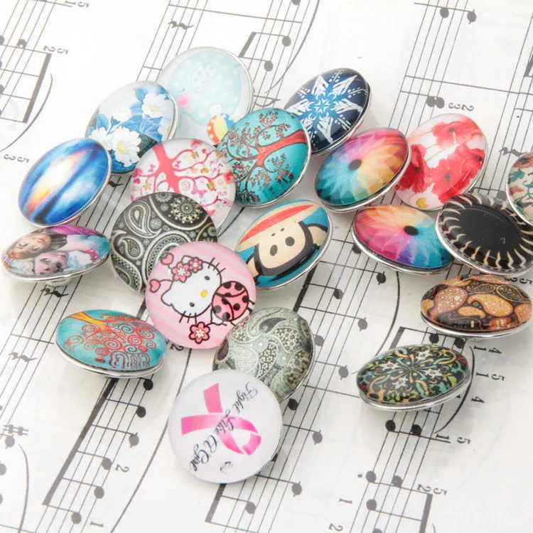 Wholesale DIY Snap Chrome Bracelets Alloy Pendants Glass Buttons