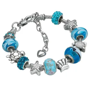 Wholesale DIY Starfish Turtle Glass Beaded Alloy Bracelet