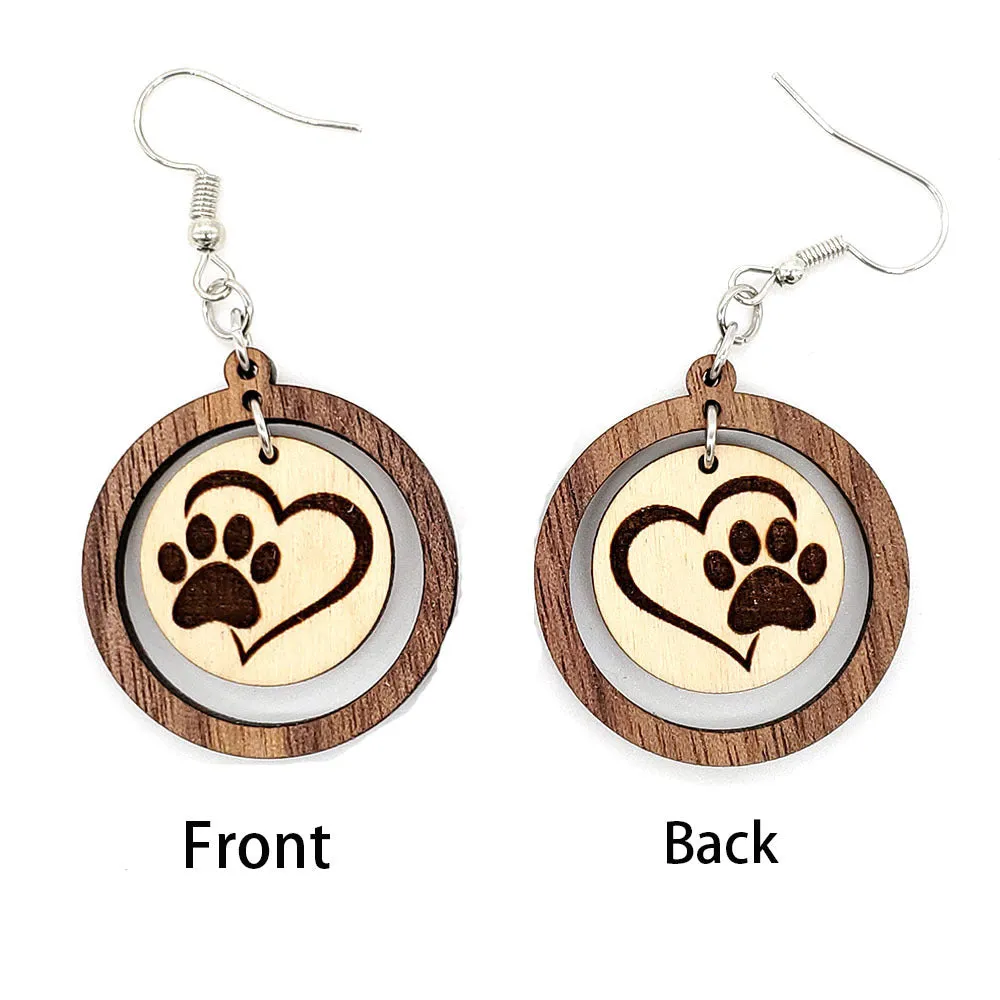 Wholesale Dog Claw Wooden Earrings