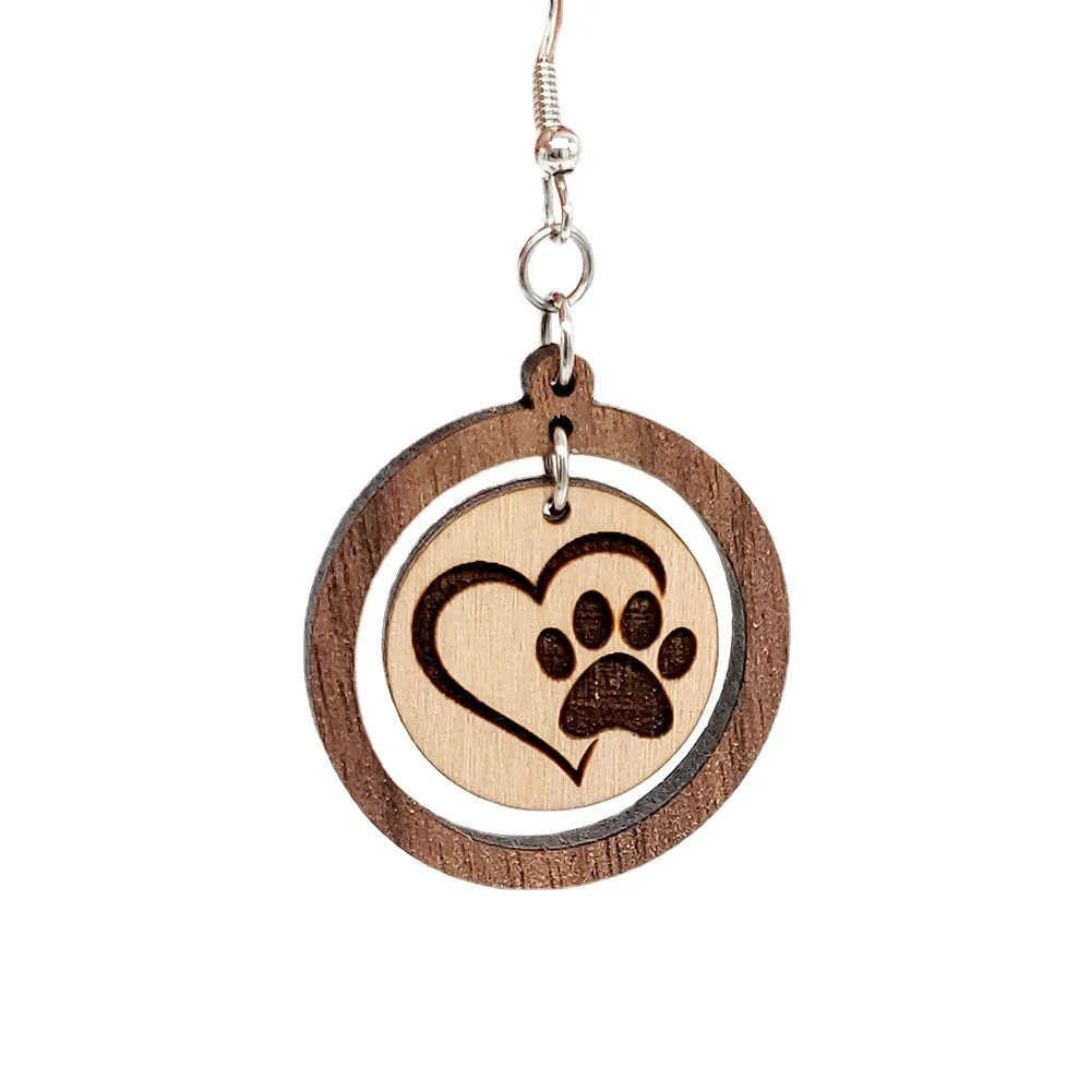 Wholesale Dog Claw Wooden Earrings