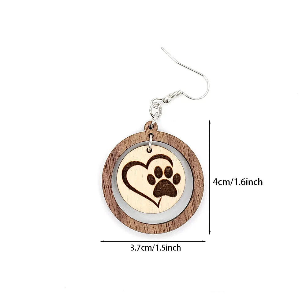 Wholesale Dog Claw Wooden Earrings