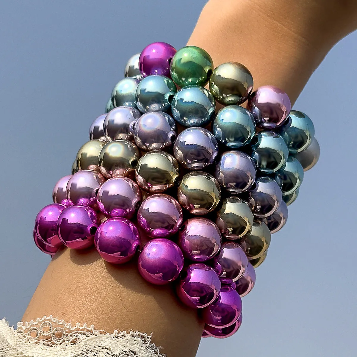 Wholesale Dopamine Colorful Gradient Beaded Bracelet