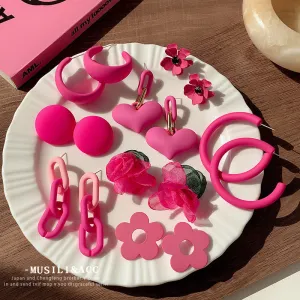 Wholesale Dopamine Rose Red Earrings