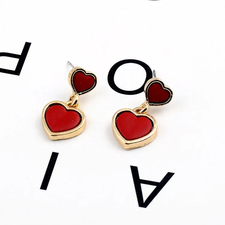 Wholesale Double Heart Alloy Earrings