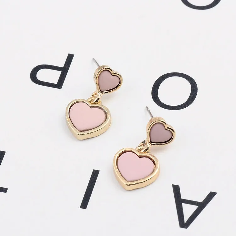 Wholesale Double Heart Alloy Earrings