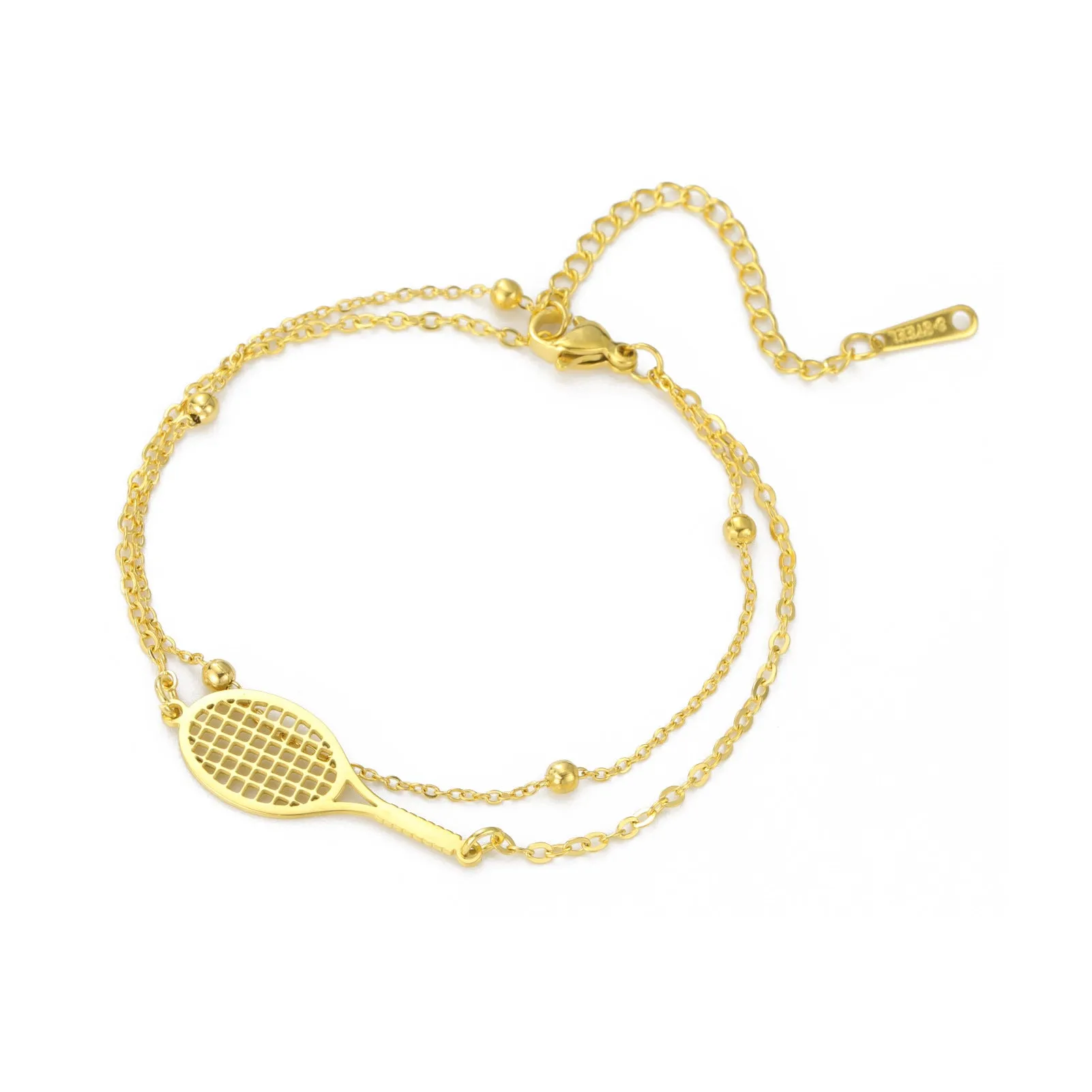 Wholesale Double Hole Volleyball Basketball Pendant Stainless Steel Bracelet