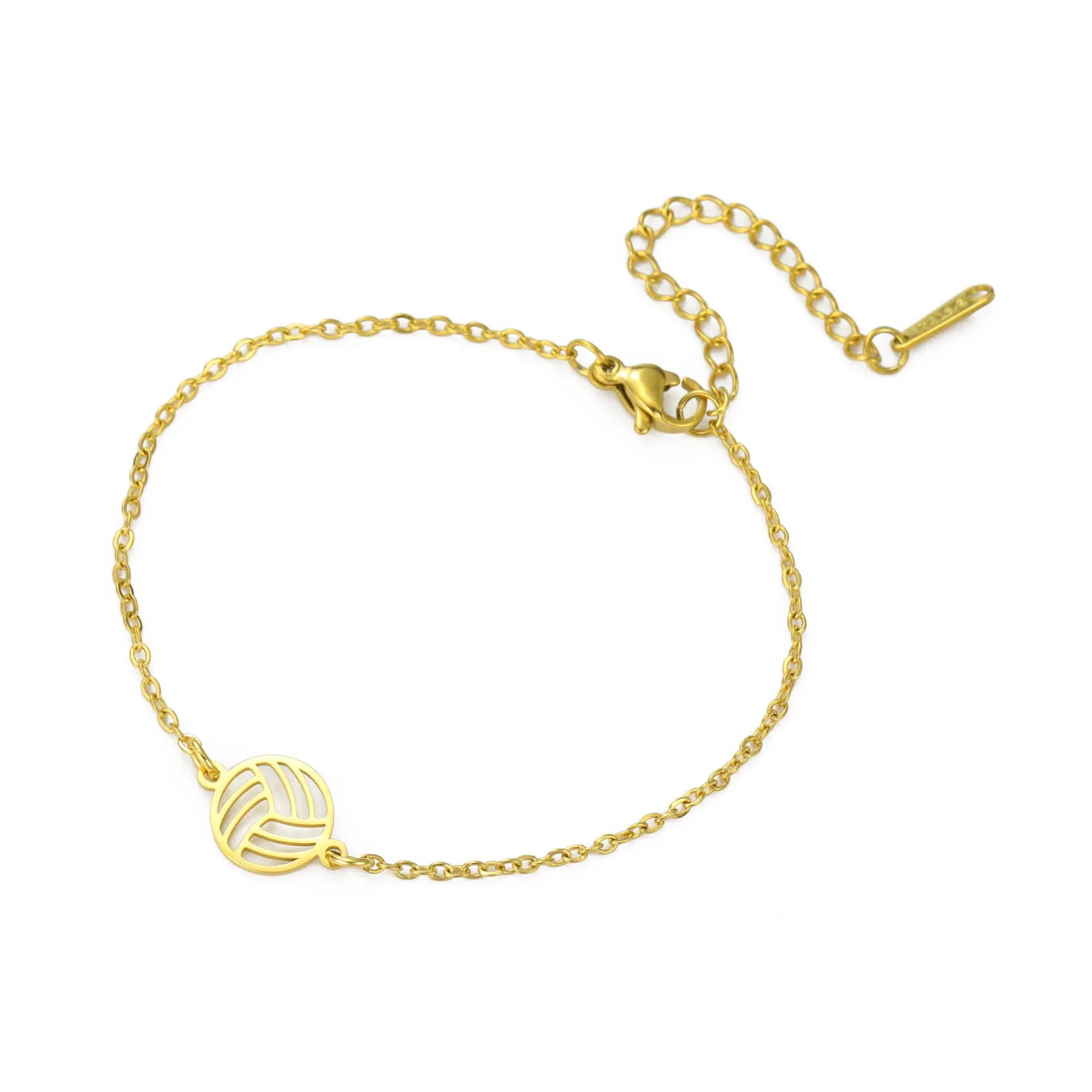 Wholesale Double Hole Volleyball Basketball Pendant Stainless Steel Bracelet