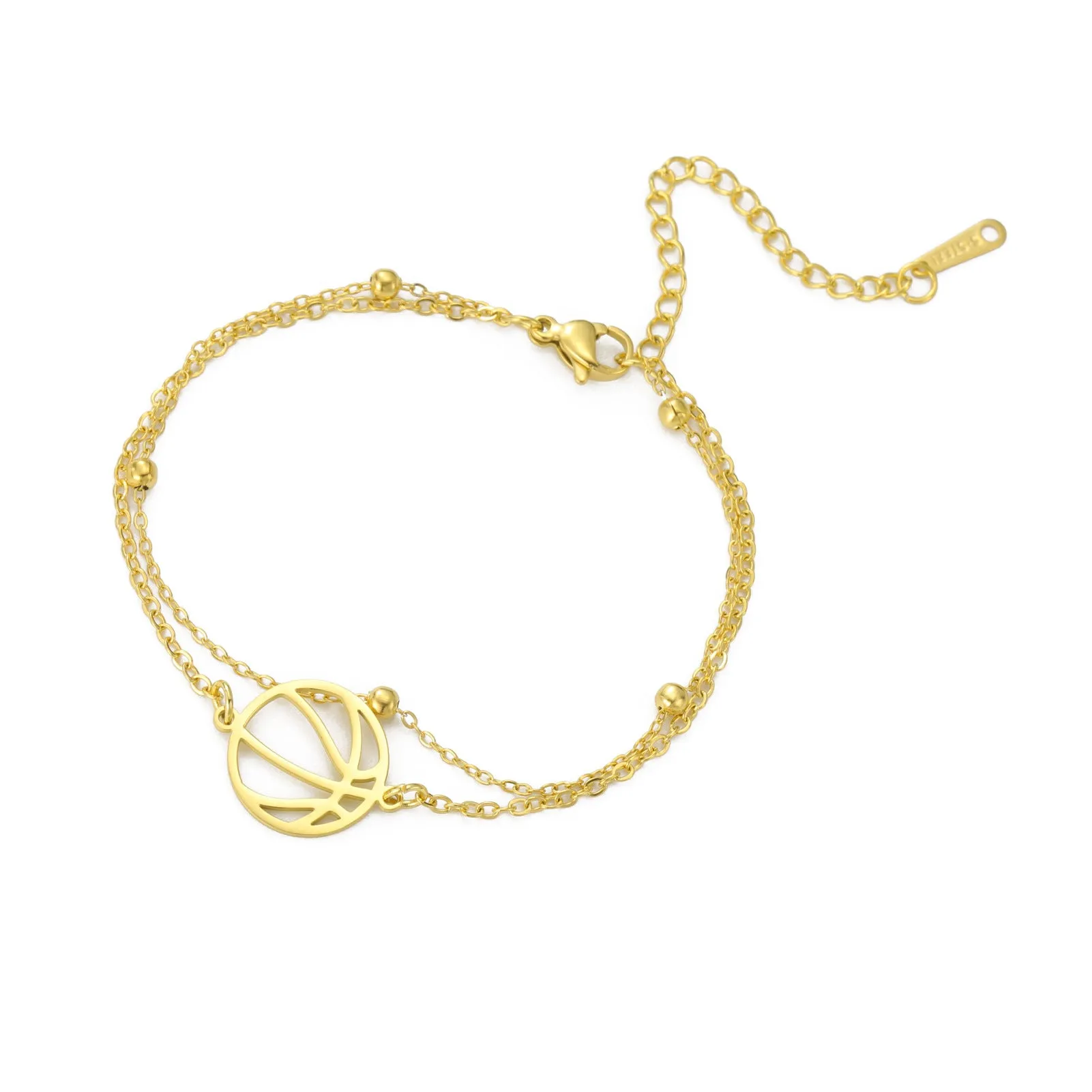 Wholesale Double Hole Volleyball Basketball Pendant Stainless Steel Bracelet