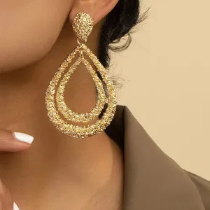 Wholesale Double-layer Droplet Shaped Alloy Earrings