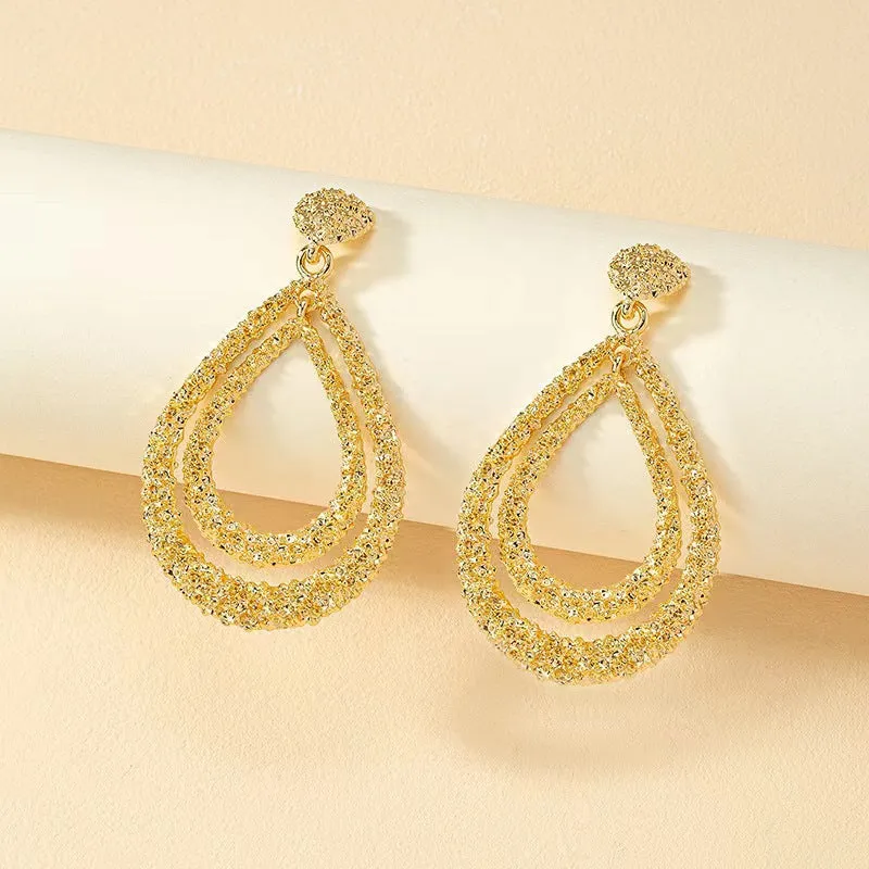 Wholesale Double-layer Droplet Shaped Alloy Earrings
