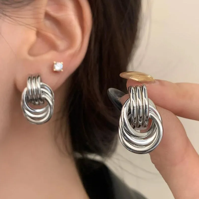 Wholesale Double-layer Geometric Fashion Versatile Earrings