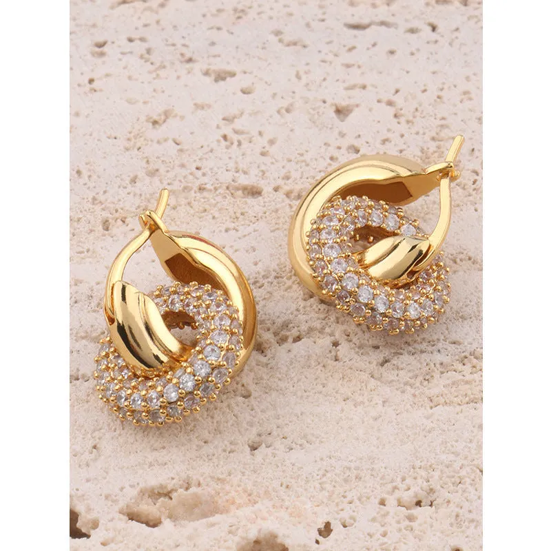 Wholesale Double Round Zircon Detachable Full Diamond Stud Vintage Earrings