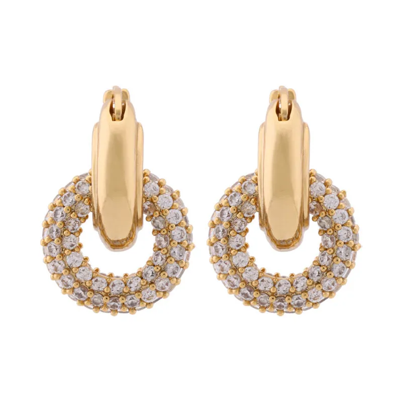 Wholesale Double Round Zircon Detachable Full Diamond Stud Vintage Earrings