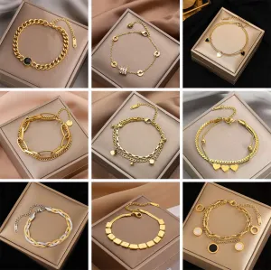 Wholesale Double Thick Chain Color Retaining Titanium Steel Bracelet