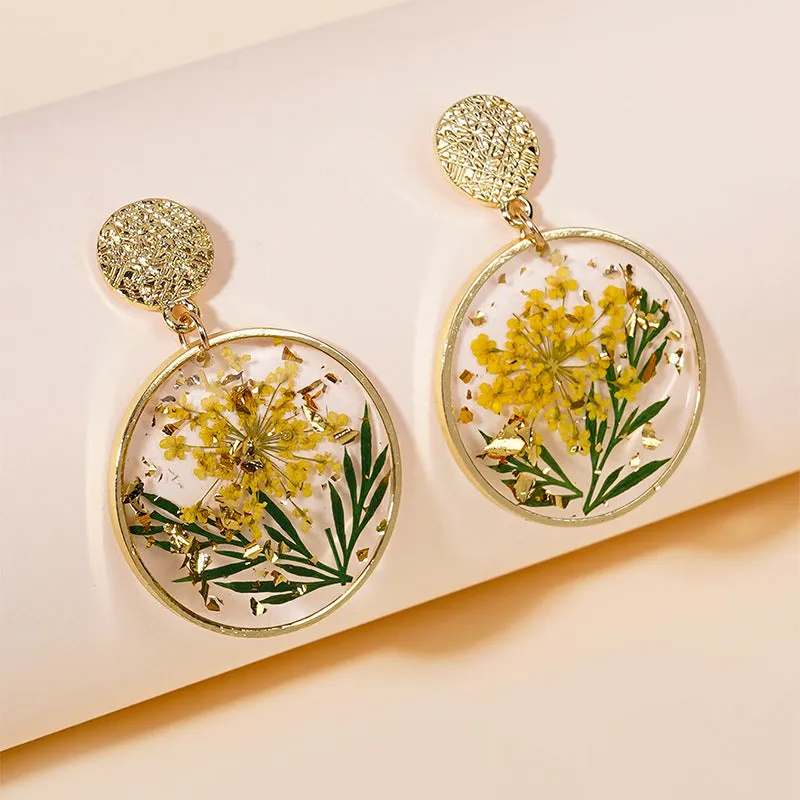 Wholesale Dried Plant Preserved Flower Glue Earrings