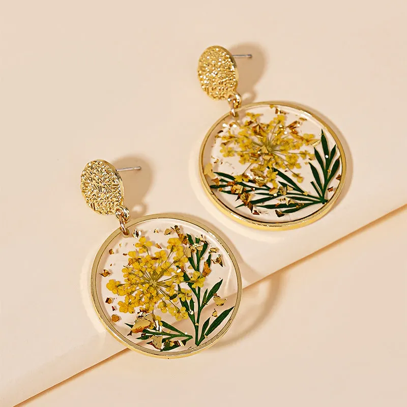 Wholesale Dried Plant Preserved Flower Glue Earrings
