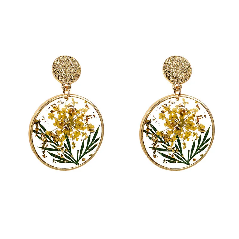 Wholesale Dried Plant Preserved Flower Glue Earrings