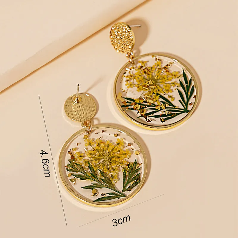Wholesale Dried Plant Preserved Flower Glue Earrings