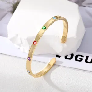 Wholesale Drip Oil Demon Eye Copper Smooth Narrow Bracelet