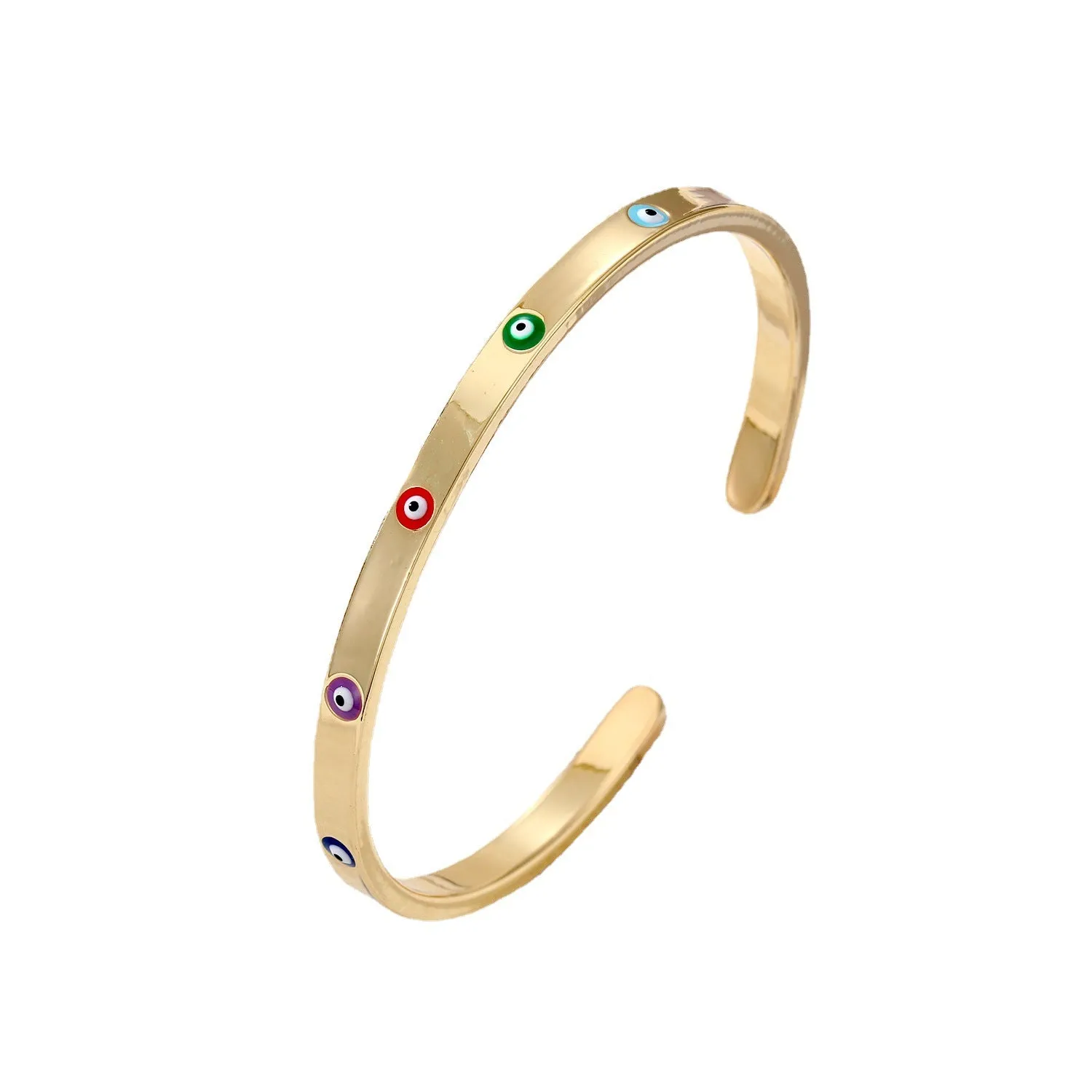 Wholesale Drip Oil Demon Eye Copper Smooth Narrow Bracelet