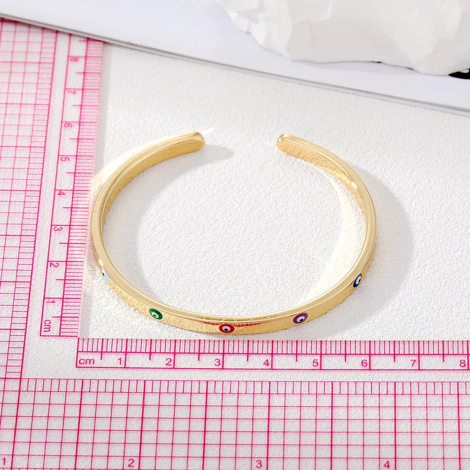 Wholesale Drip Oil Demon Eye Copper Smooth Narrow Bracelet