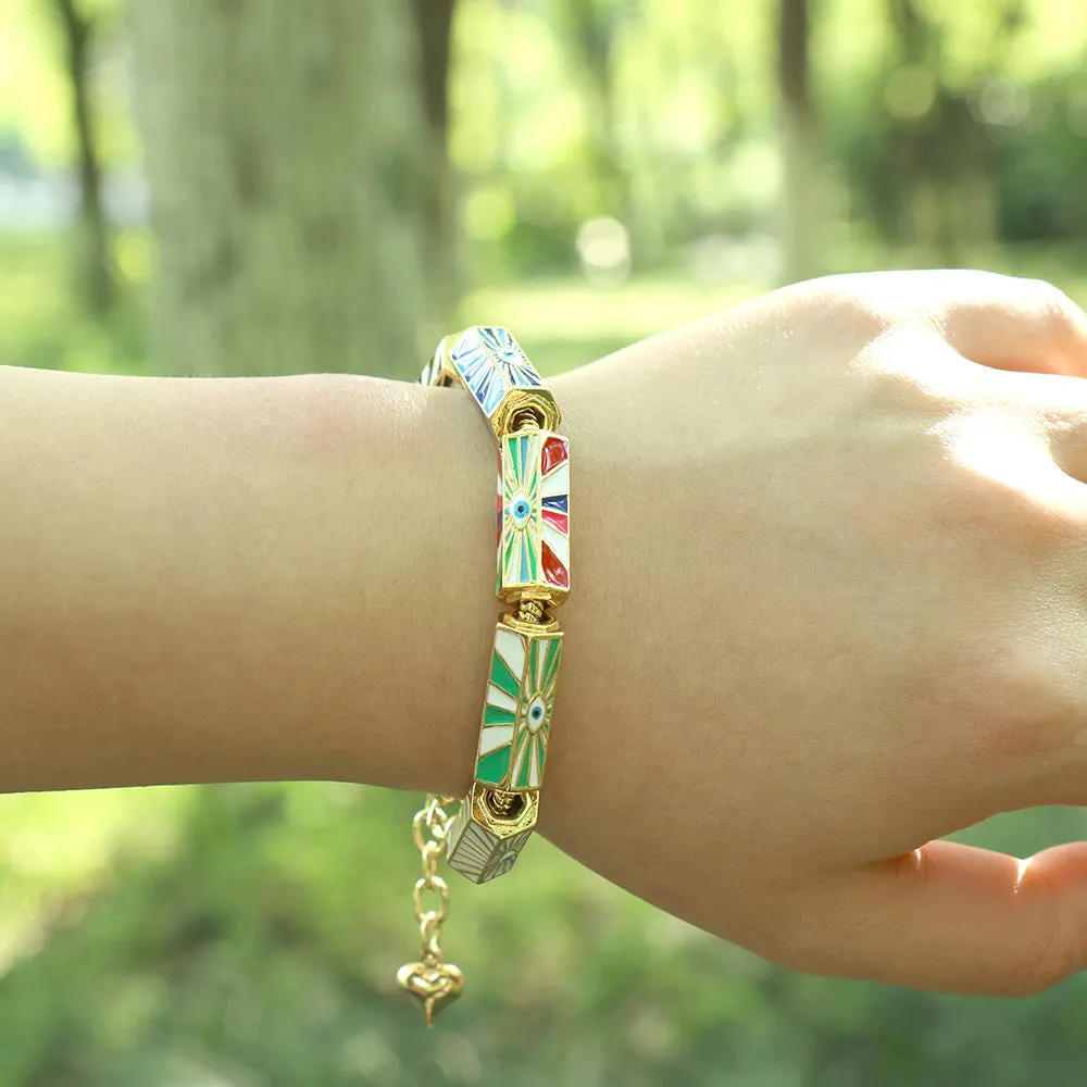 Wholesale Drip Oil Devil Eye Hex Bead DIY Accessory Open Snake Tail Chain Accessory Bracelet