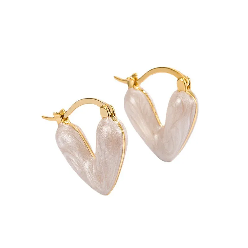 Wholesale Drip Oil Peach Heart Copper Earrings