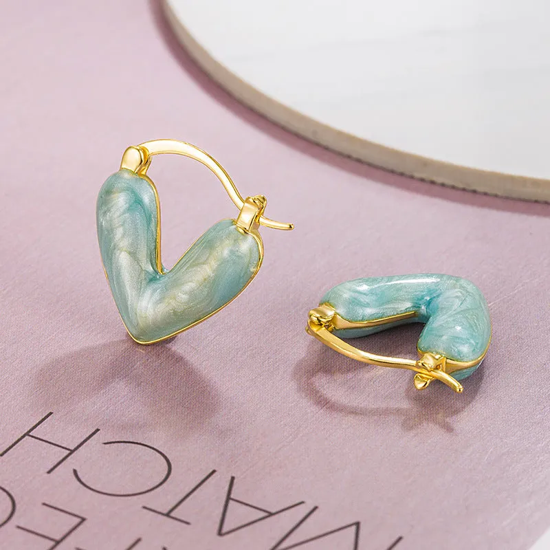 Wholesale Drip Oil Peach Heart Copper Earrings