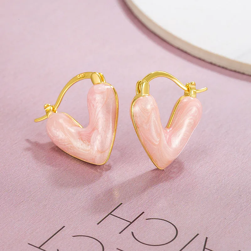 Wholesale Drip Oil Peach Heart Copper Earrings