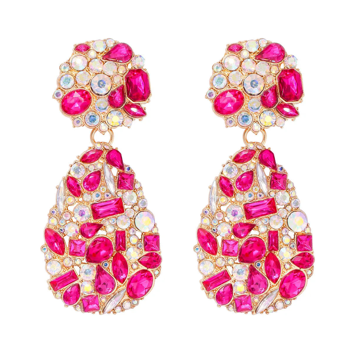 Wholesale Drop-shaped Alloy Diamond Stud Earrings