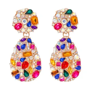 Wholesale Drop-shaped Alloy Diamond Stud Earrings