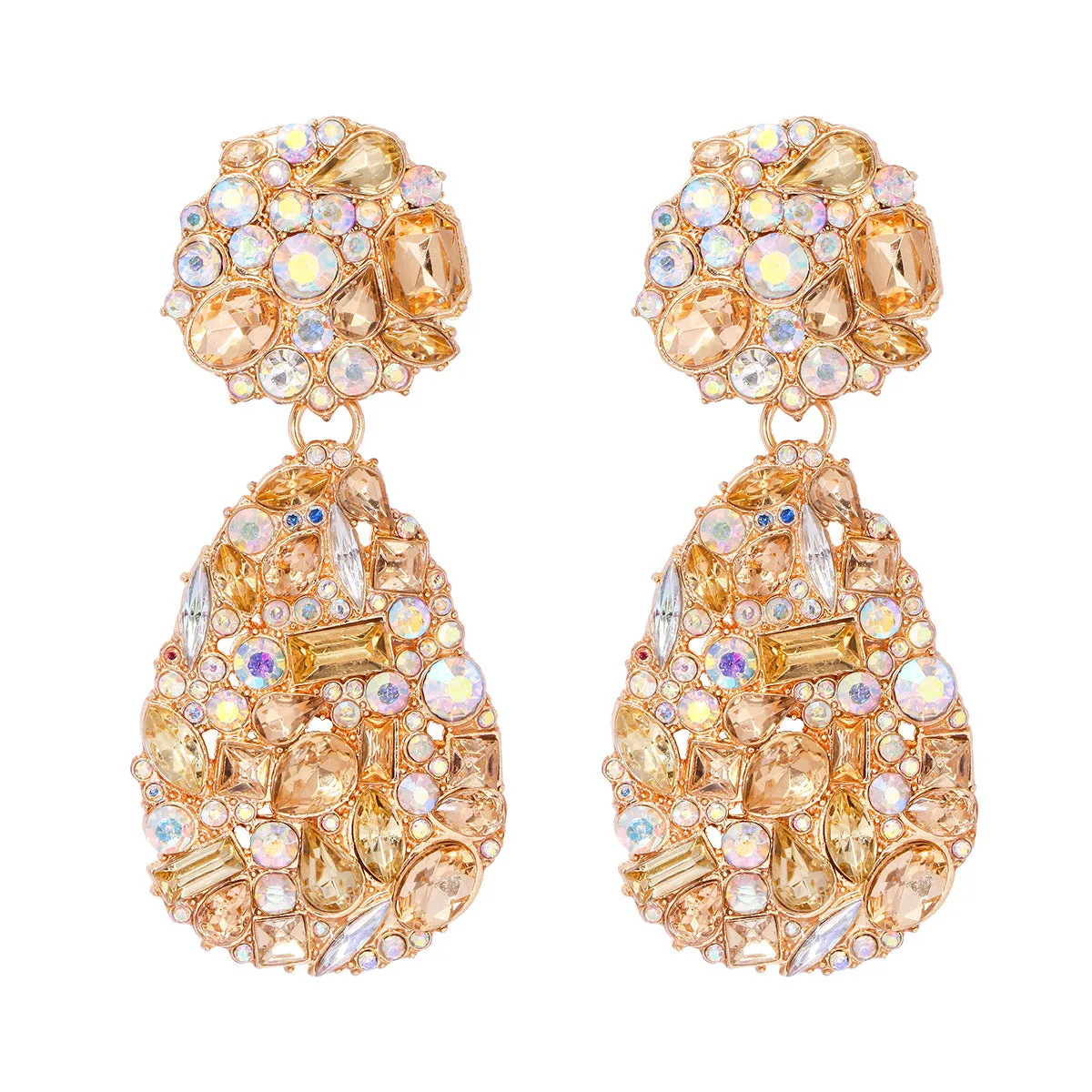 Wholesale Drop-shaped Alloy Diamond Stud Earrings