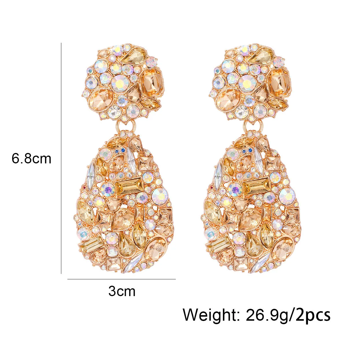 Wholesale Drop-shaped Alloy Diamond Stud Earrings
