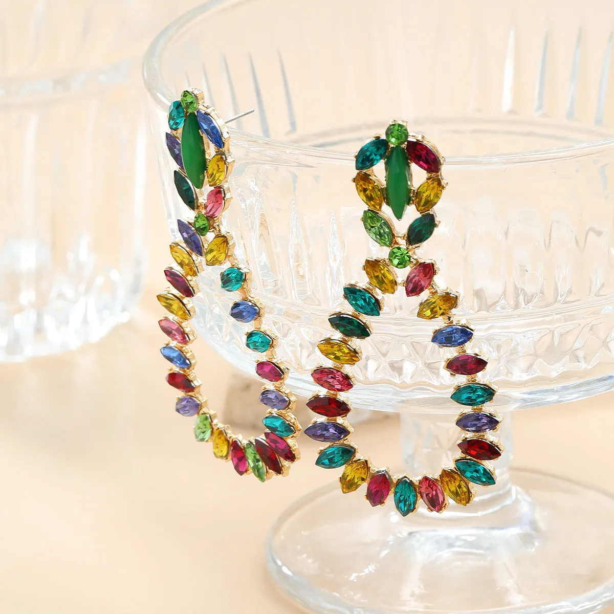 Wholesale Drop Shaped Earrings Exaggerated Rhinestone Jewelry Earrings