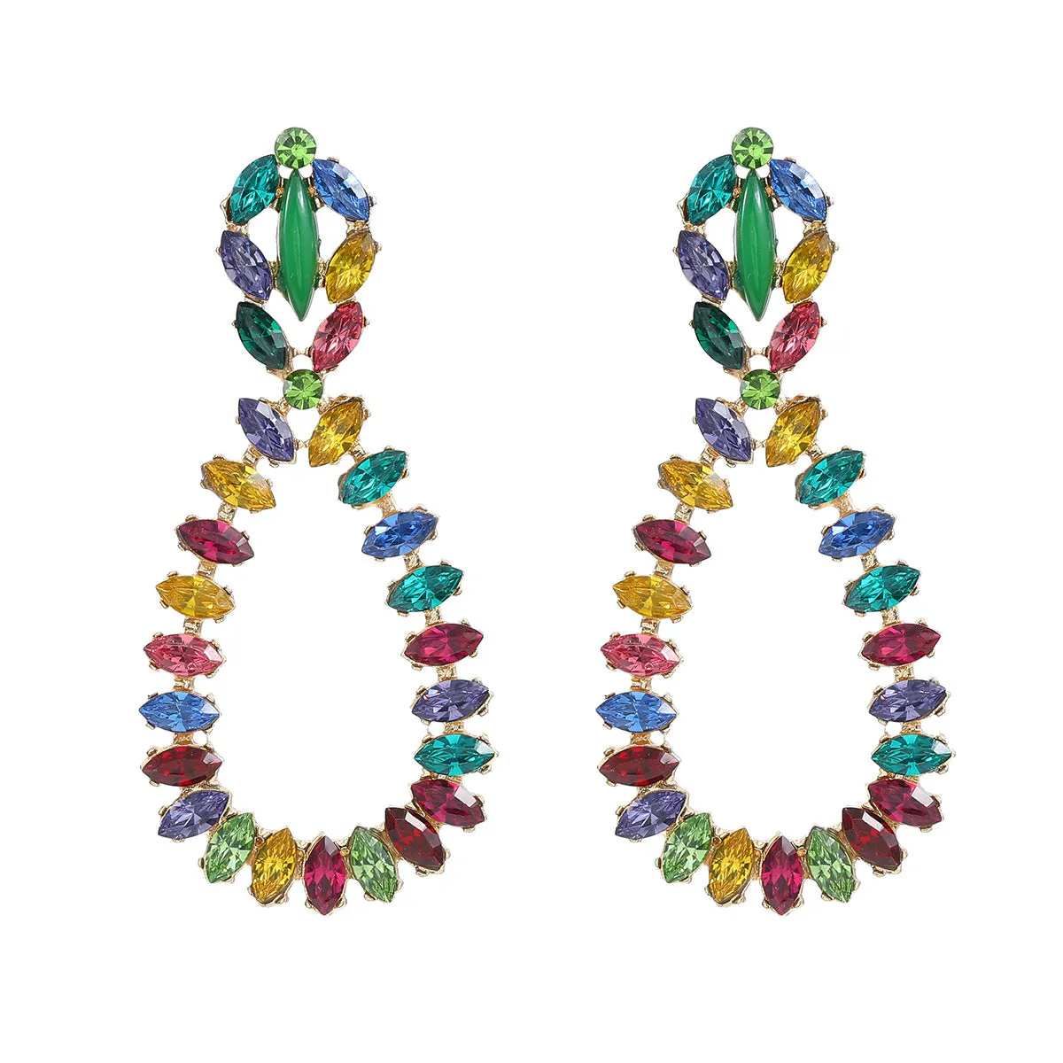 Wholesale Drop Shaped Earrings Exaggerated Rhinestone Jewelry Earrings