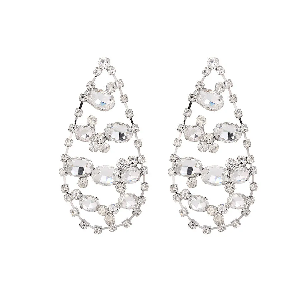 Wholesale Drop-shaped Tassel Retro Super Shiny Full Diamond Earrings