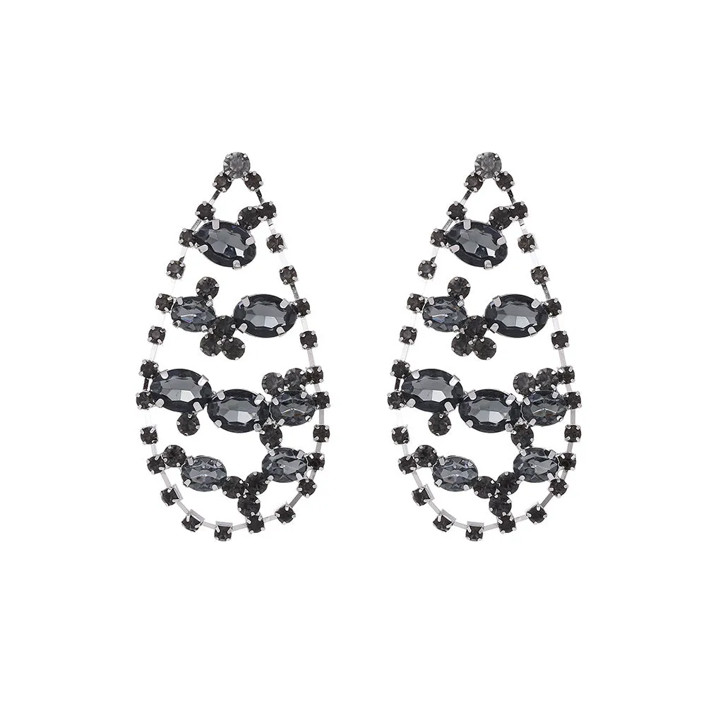 Wholesale Drop-shaped Tassel Retro Super Shiny Full Diamond Earrings