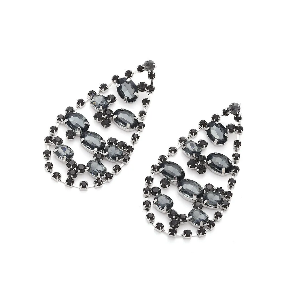 Wholesale Drop-shaped Tassel Retro Super Shiny Full Diamond Earrings