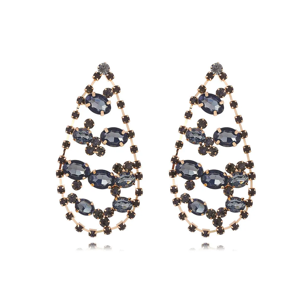 Wholesale Drop-shaped Tassel Retro Super Shiny Full Diamond Earrings