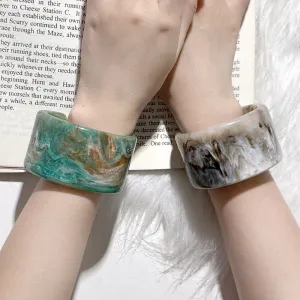 Wholesale Dyed Oil Painting Oval Wide Version Resin Ins Bracelet