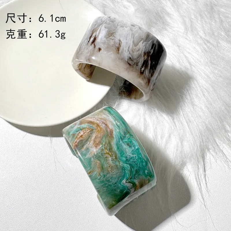 Wholesale Dyed Oil Painting Oval Wide Version Resin Ins Bracelet