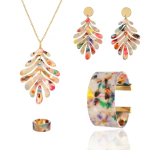 Wholesale Earrings Necklace Bracelet Ring Acrylic 4 Pieces Combination Set
