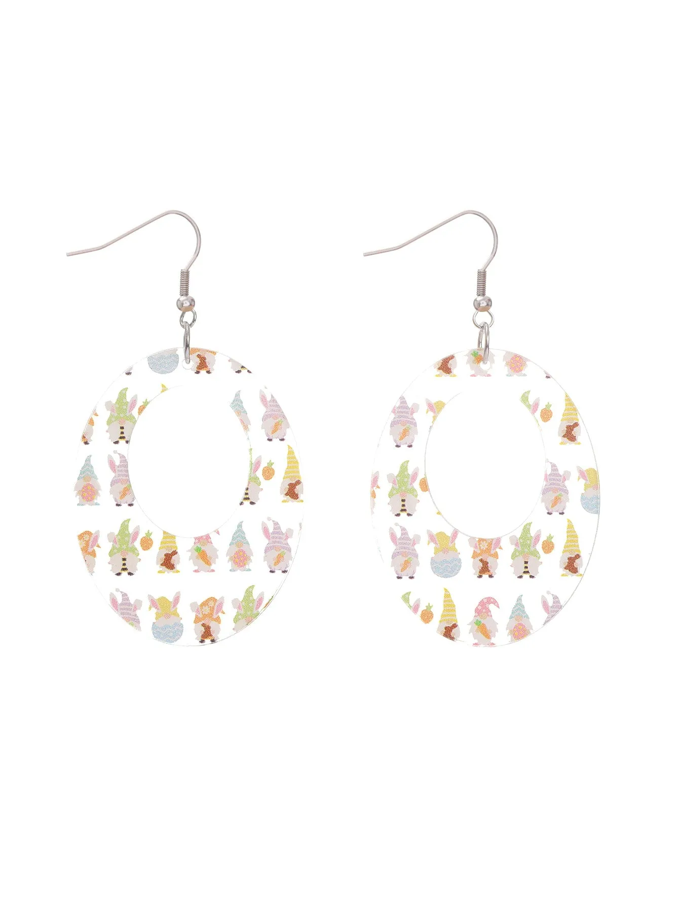 Wholesale Easter Acrylic Print Bunny Stripes Love Heart Fashion Contrast Color Personality Earrings