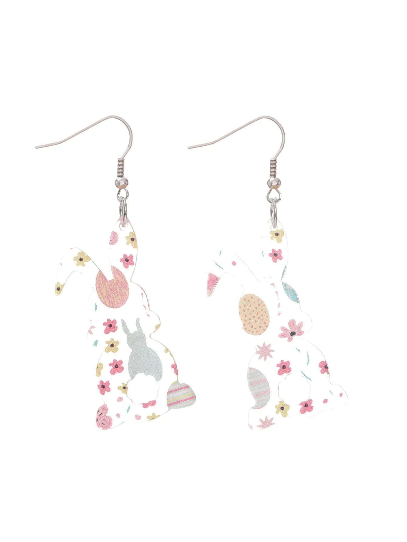 Wholesale Easter Acrylic Print Bunny Stripes Love Heart Fashion Contrast Color Personality Earrings