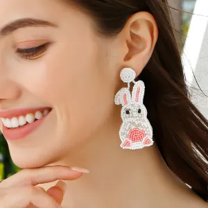 Wholesale Easter Bead Woven Rabbit Earrings