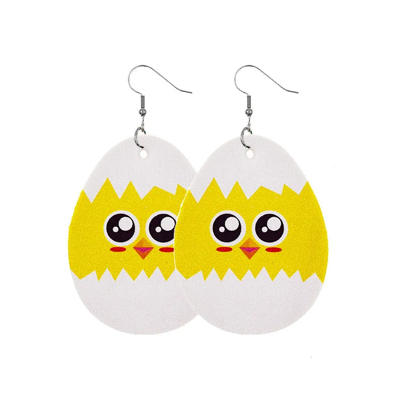 Wholesale Easter Bunny Egg Leather Earrings