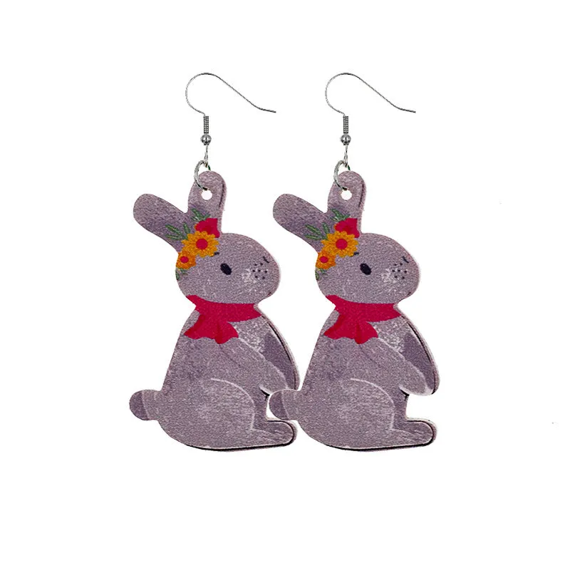 Wholesale Easter Bunny Egg Leather Earrings
