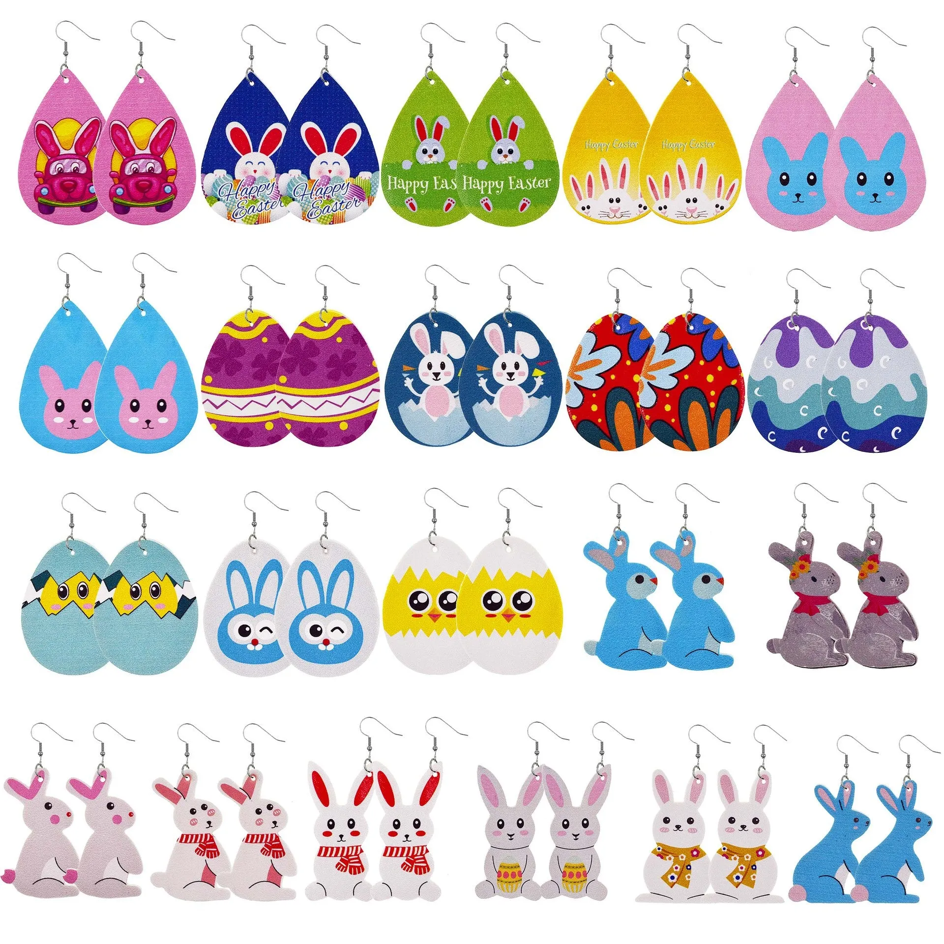 Wholesale Easter Bunny Egg Leather Earrings