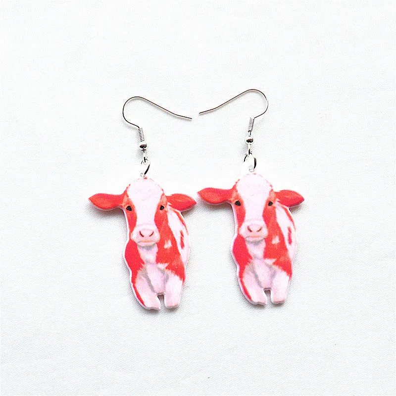 Wholesale Easter Cartoon Cow Kitten Puppy Acrylic Double Sided Earrings