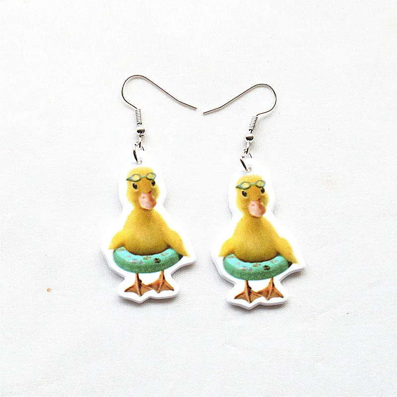 Wholesale Easter Cartoon Cow Kitten Puppy Acrylic Double Sided Earrings